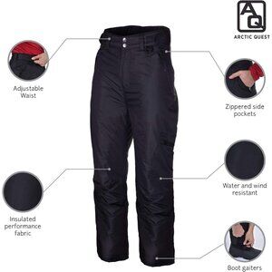 ARCTIC QUEST mens XL Snow Ski Pants Black Insulated waterproof new winter gear